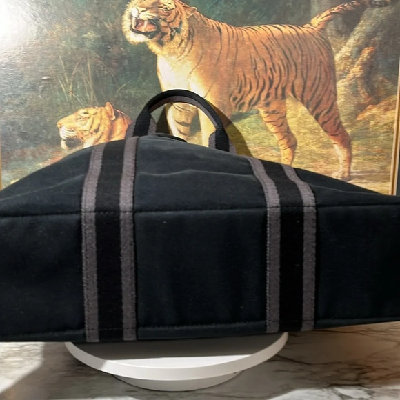HERMES Fourre Tout MM Tote Bag Handbag Canvas Black and Gray. MOMMA NOT THE BABY - Picture 11 of 16